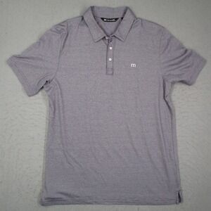 TravisMathew Mens XL Purple Striped Pima Cotton Blend Short Sleeve Polo Shirt